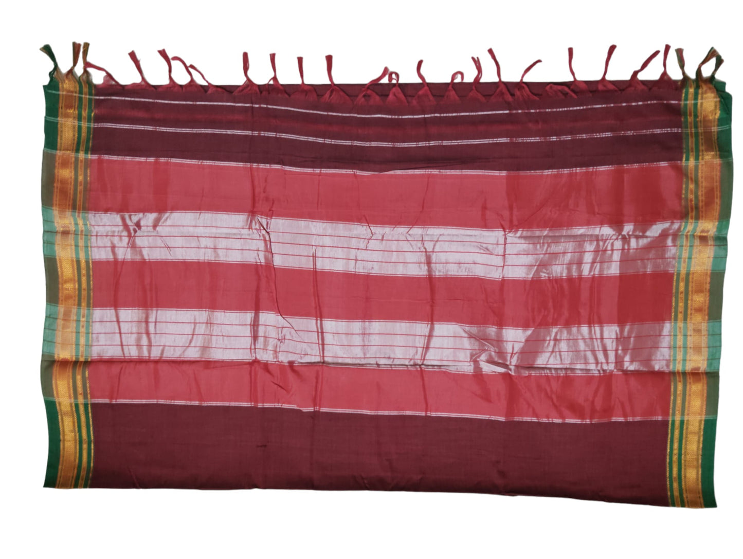 maroon ilkal paras border pure mercerised cotton saree with running blouse piece