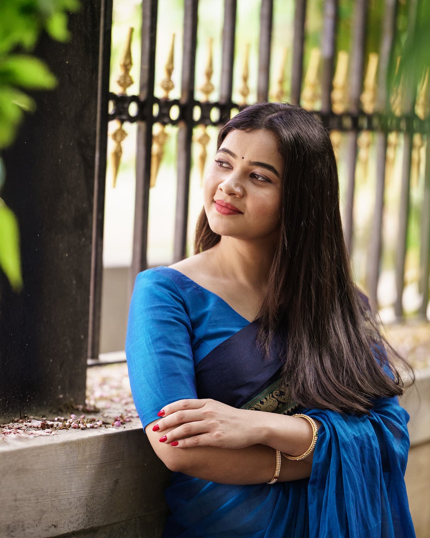 Ananda Blue Elephant Motif Narayanpet Pure cotton saree