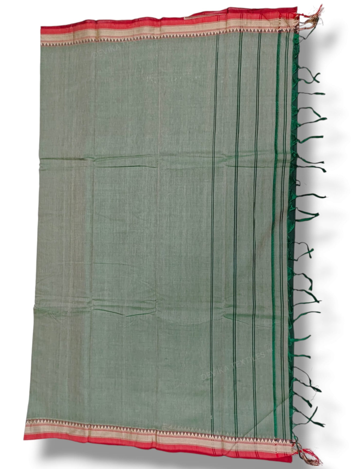 Ashwini Bottle green Narayanpeth Pure cotton saree with Running blouse piece (Same as saree)