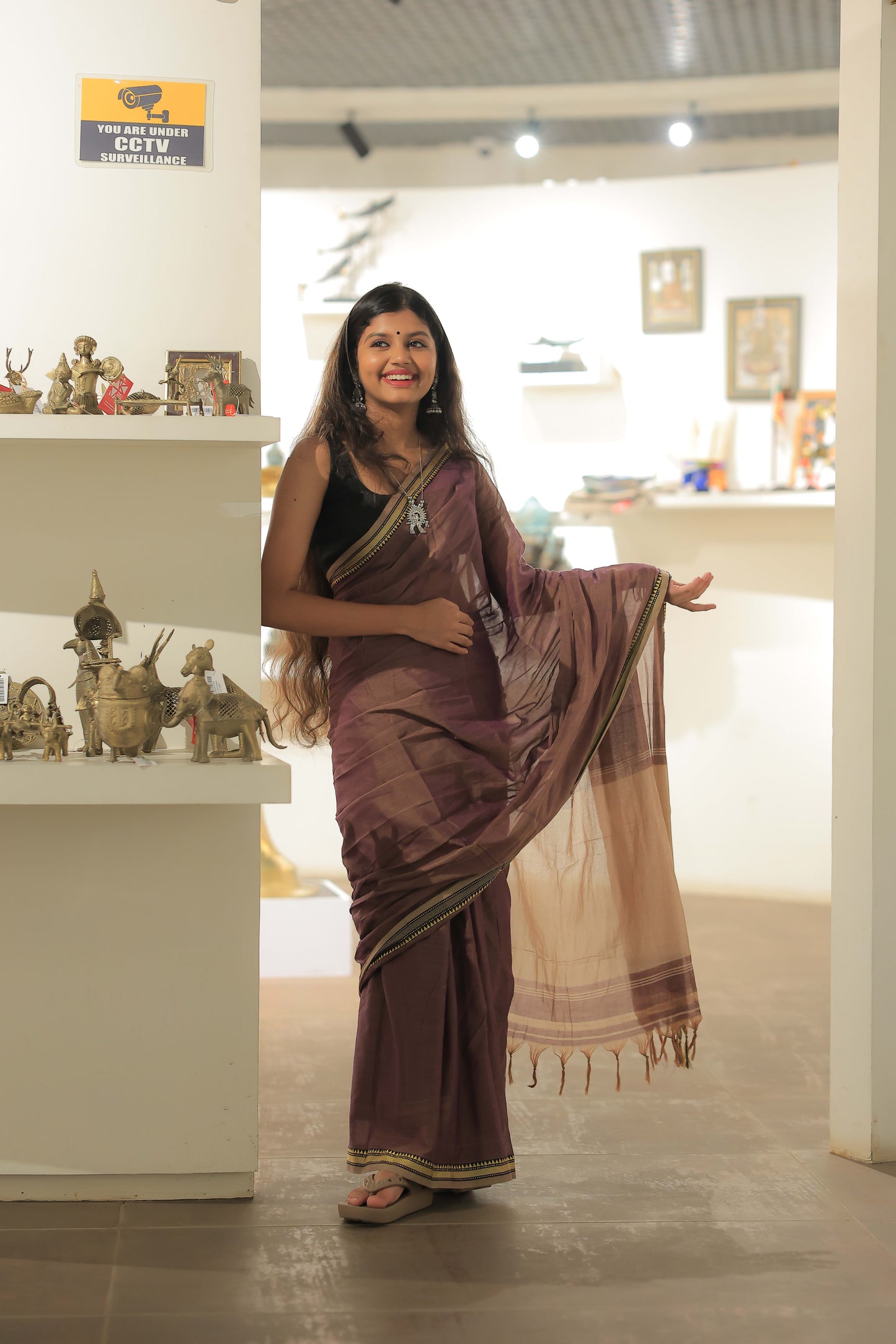 Ashwini Bluish Grey Narayanpet Pure cotton saree