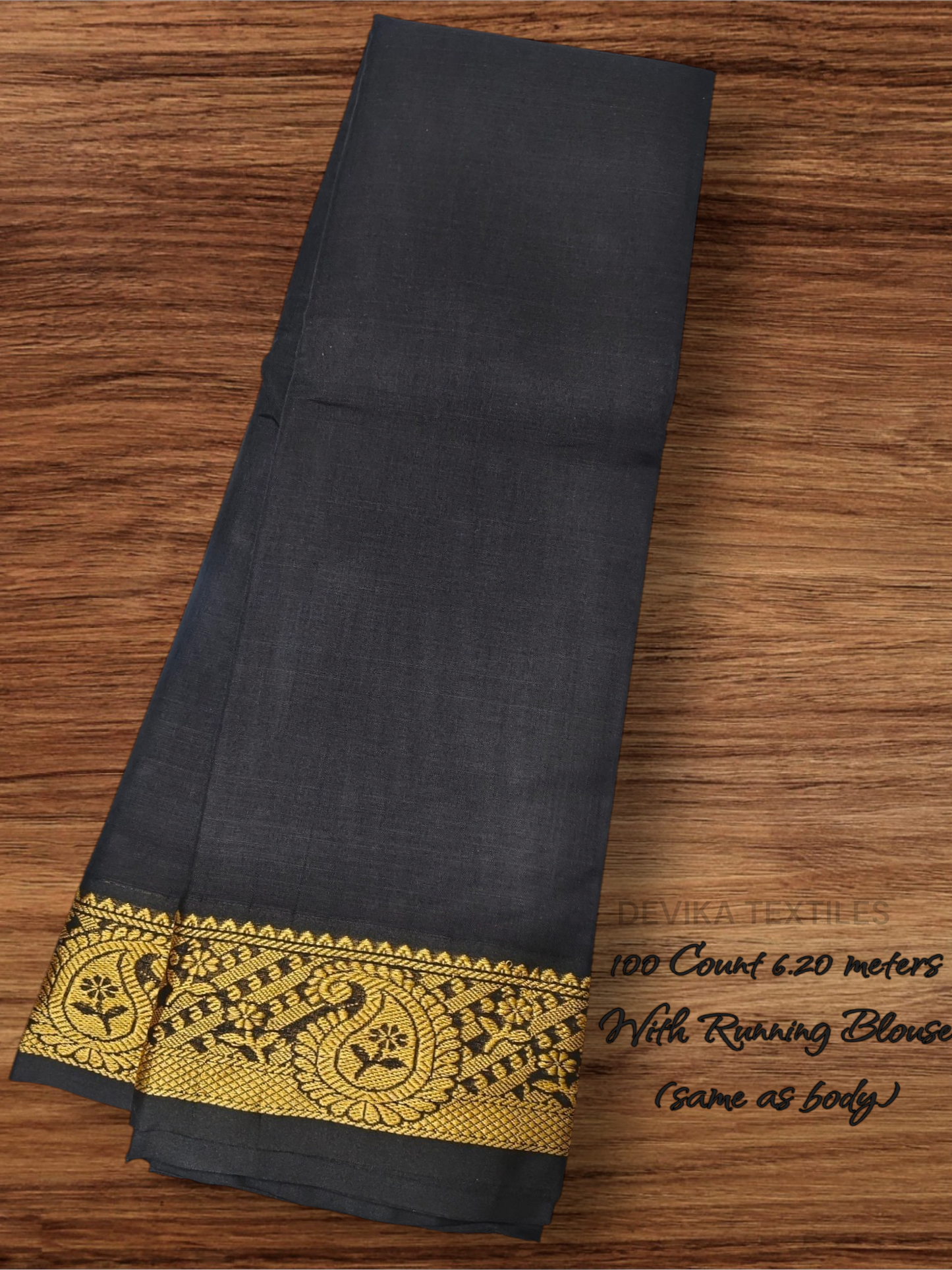 BLACK Narayanpet Pure Cotton saree with Running Blouse (Same as saree)