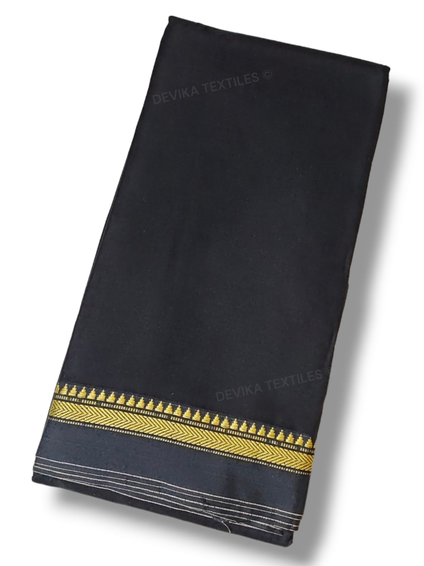 Black Ashwini Pure cotton Narayanpeth handloom saree with running blouse piece