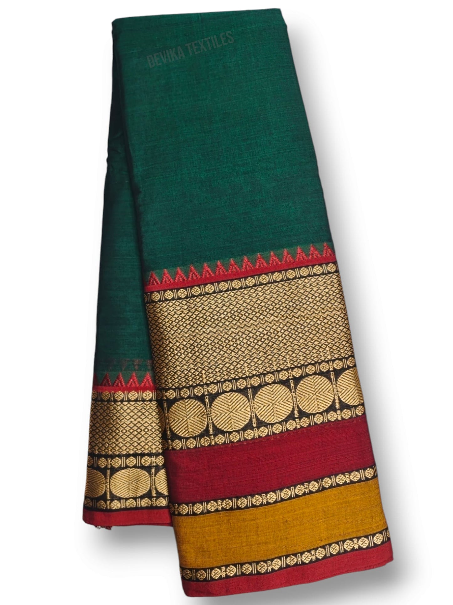 Bottle Green Rukmini Narayanapet Pure Cotton saree