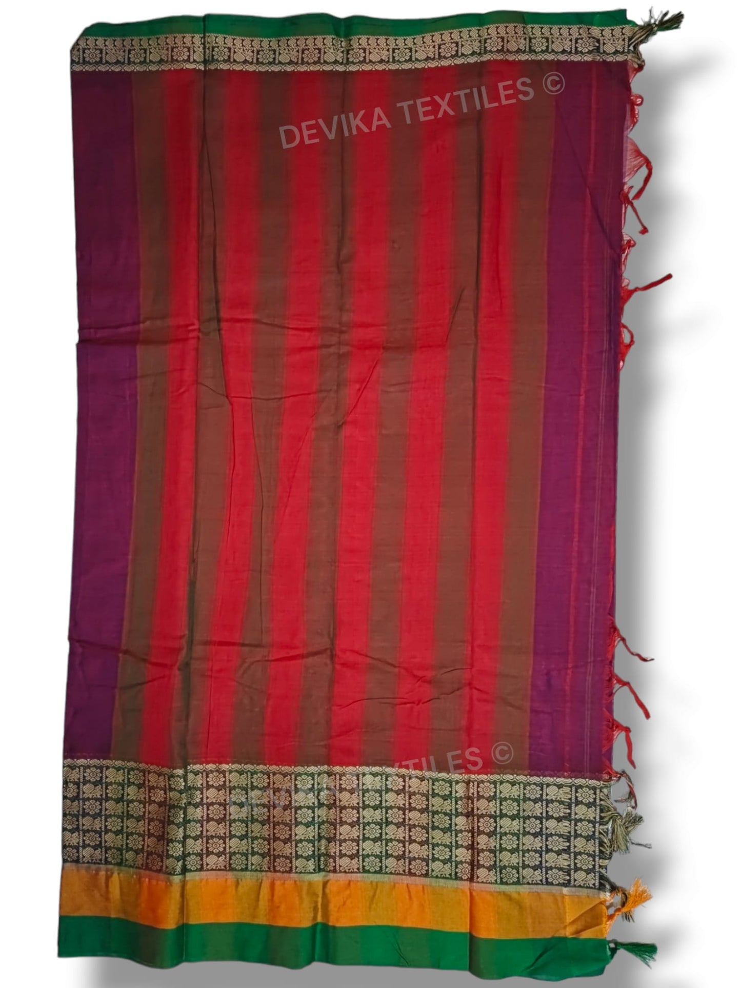 Chandrakala Magenta Narayanpeth Pure Handloom Cotton Saree With Running Blouse Piece(Same As saree)