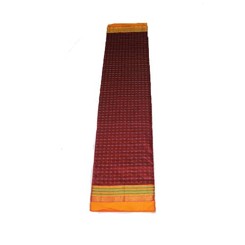 Neyge Women Irkal Ilkal Traditional Handwoven Cotton Silk Star Pattern Satin Jari Border Saree Stripe Pallu (Maroon)