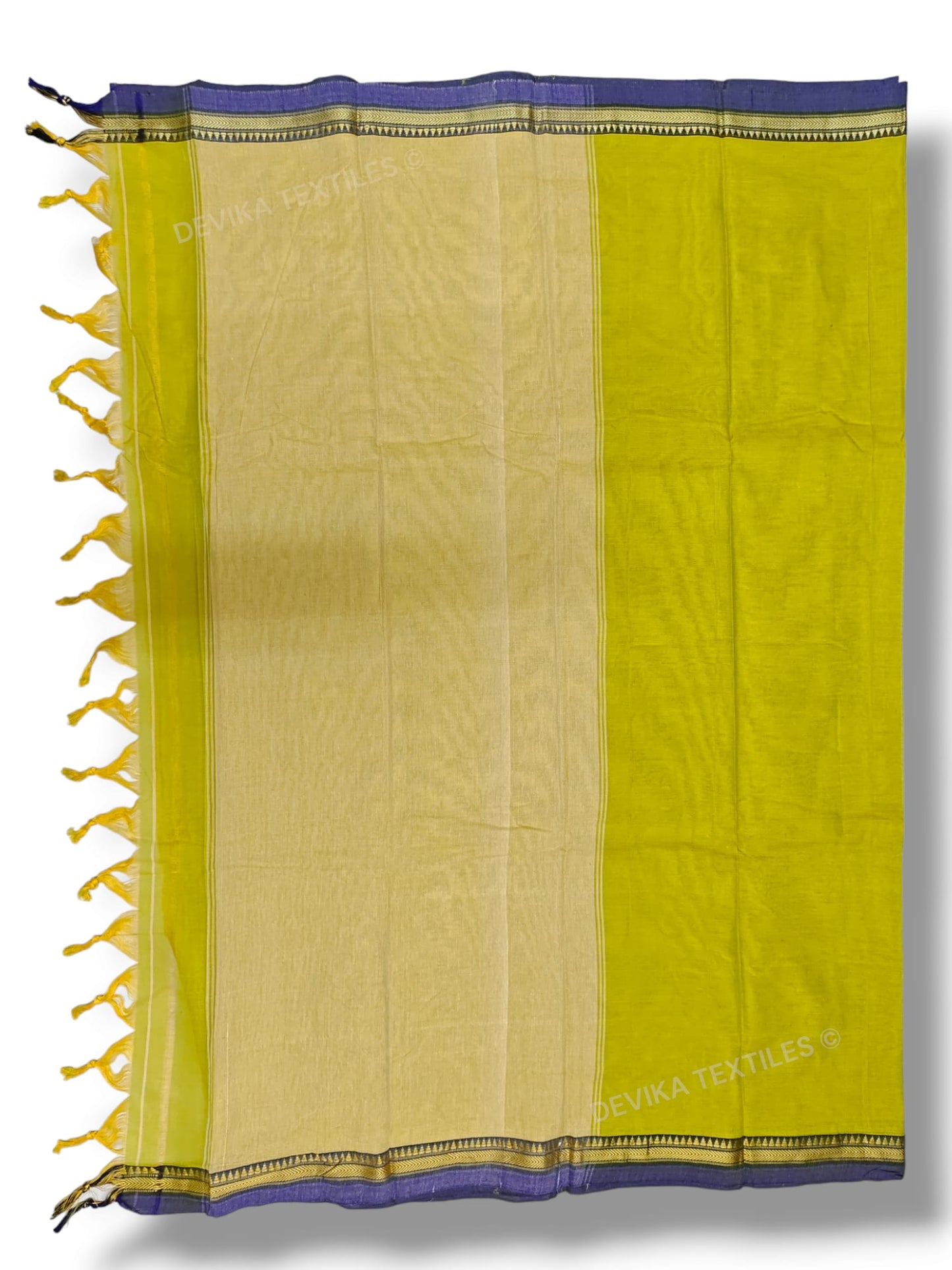 Dual tone Mustard Ashwini Narayanapet Pure Cotton saree with running blouse piece