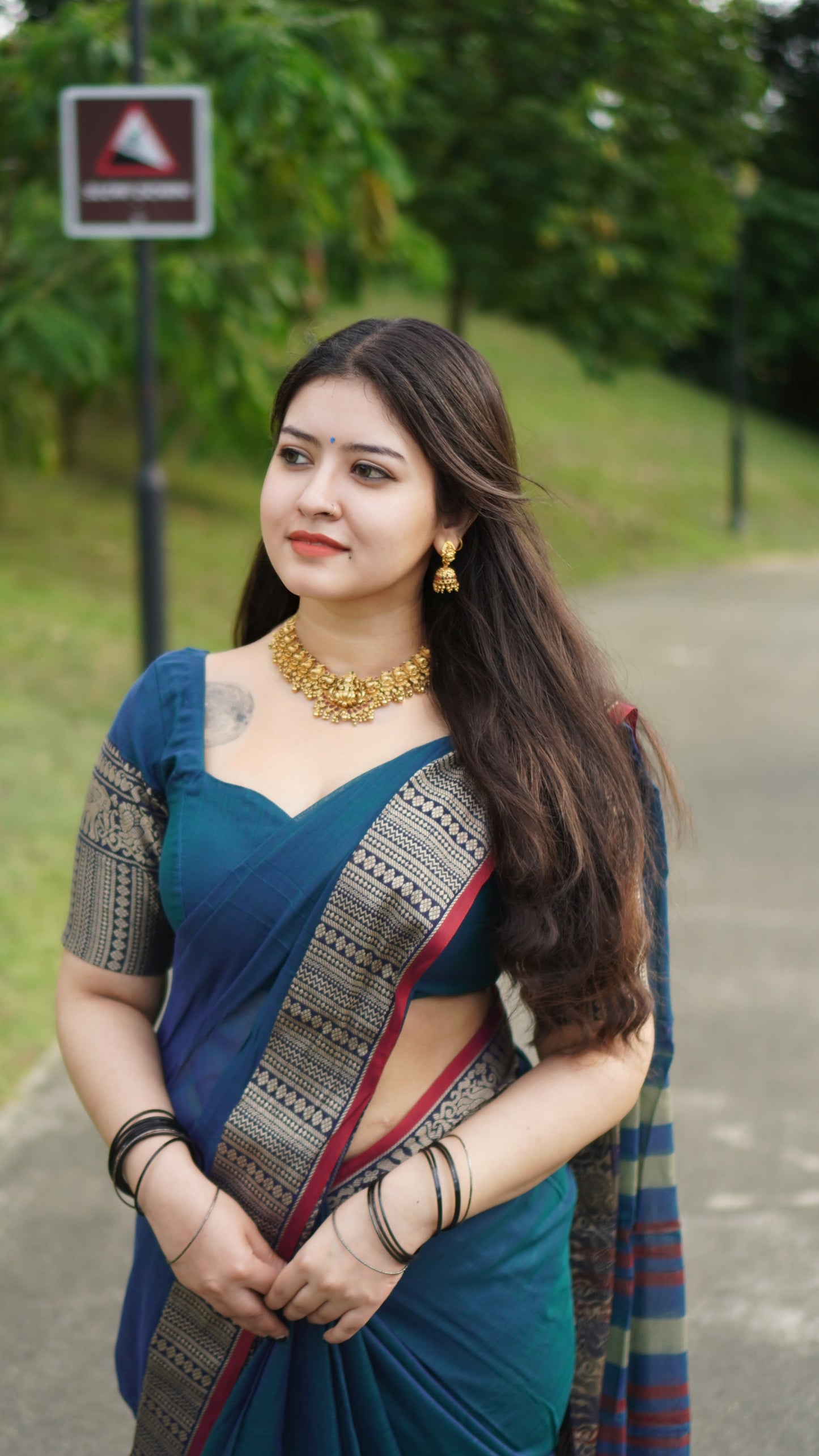 Gopika Rama Green Narayanpet Pure cotton saree