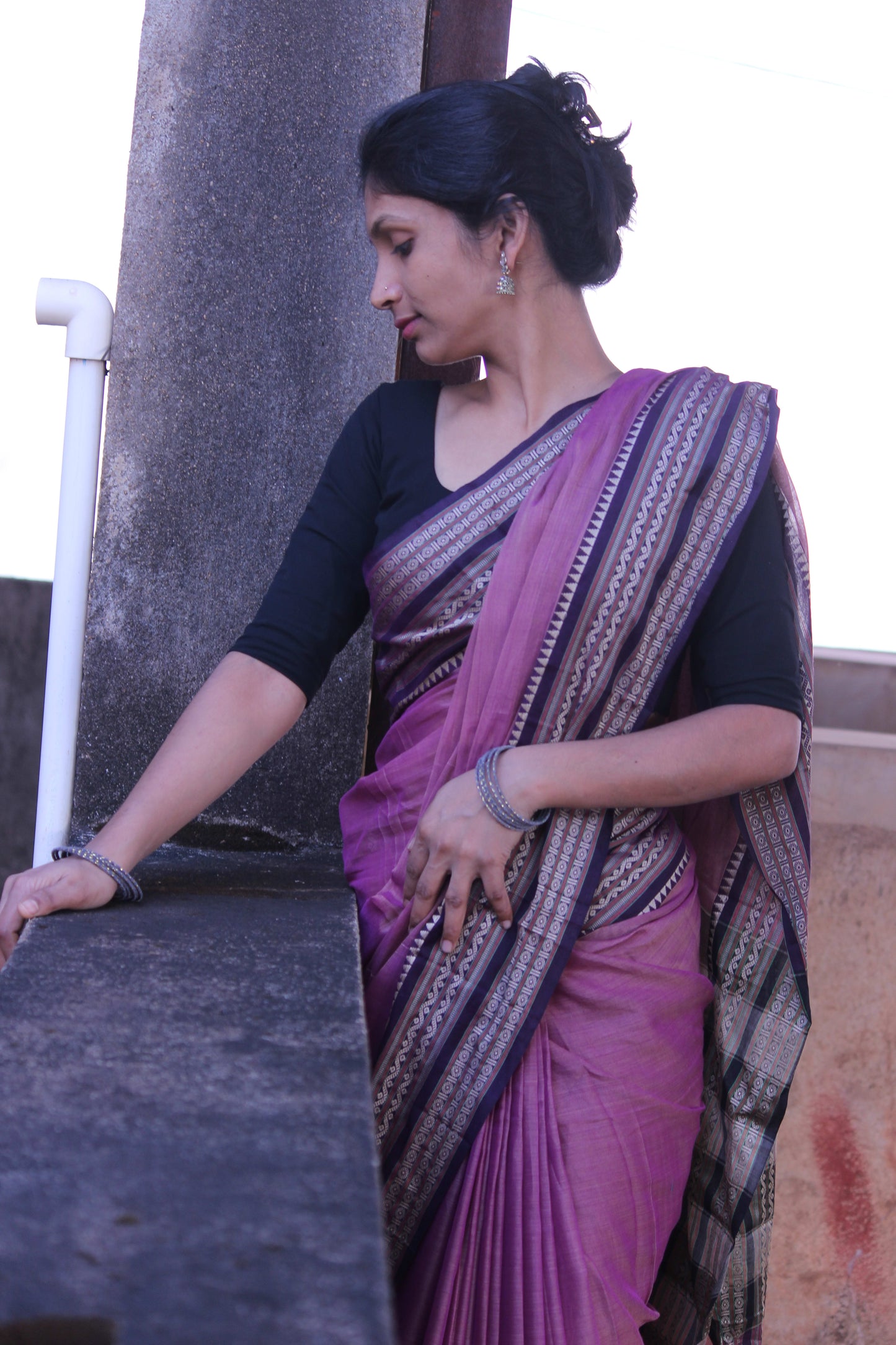 Levender Orissa Pattern Narayanpet Pure Cotton saree