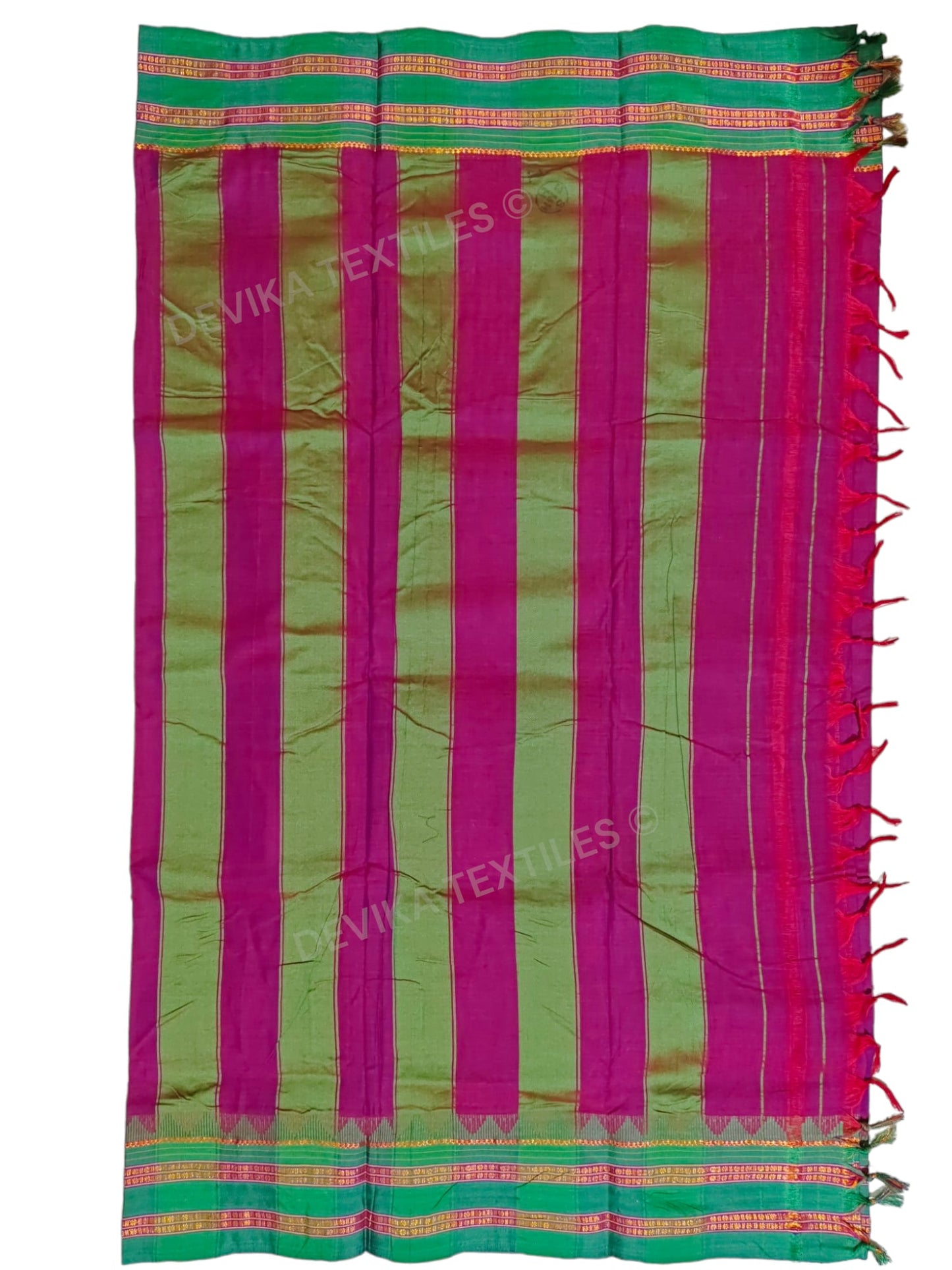 Magenta Sanvi Narayanpeth Pure Handloom Cotton Saree With Running Blouse Piece(Same As saree)