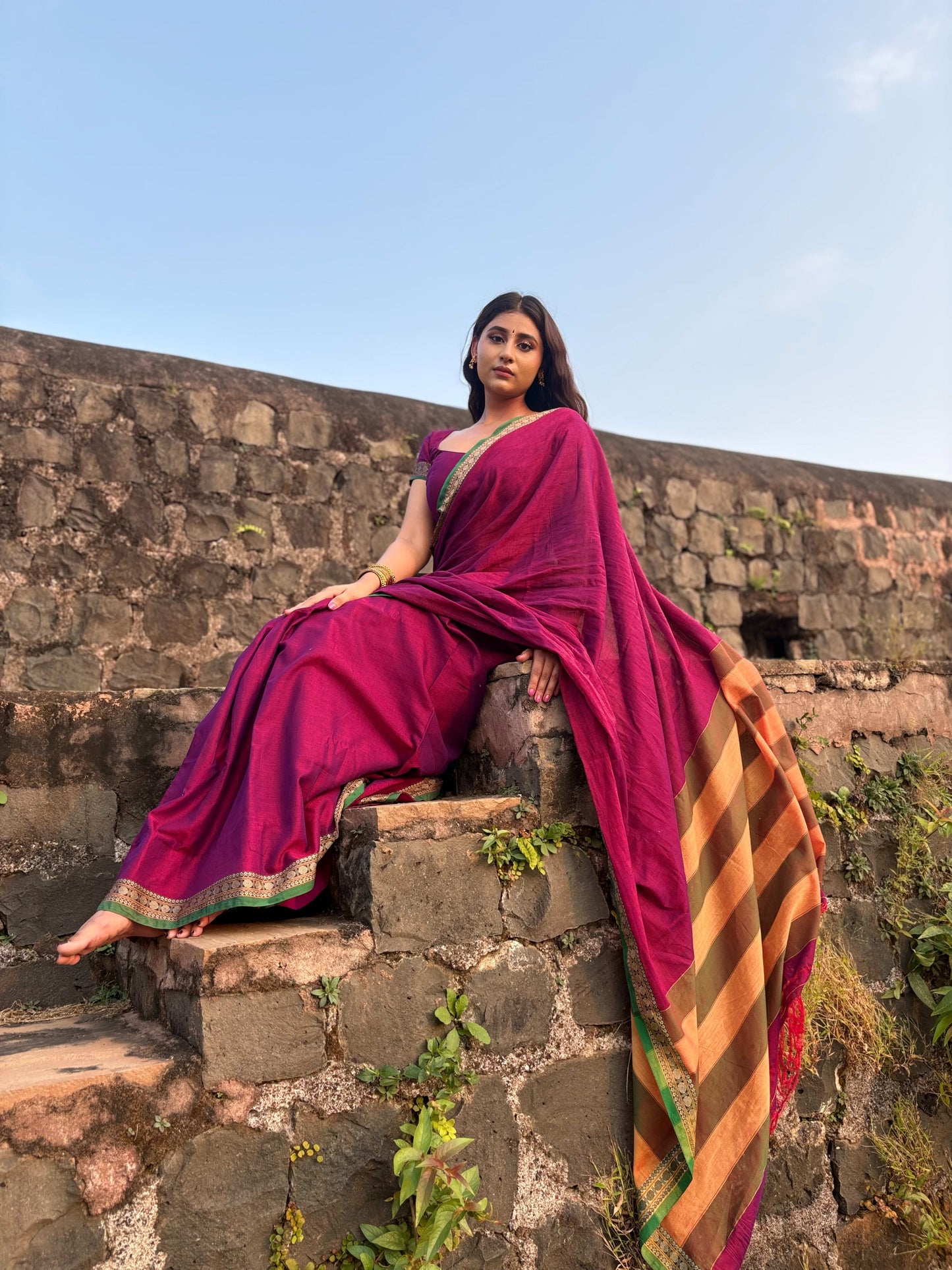 Magenta Shraddha Narayanpet Pure cotton saree