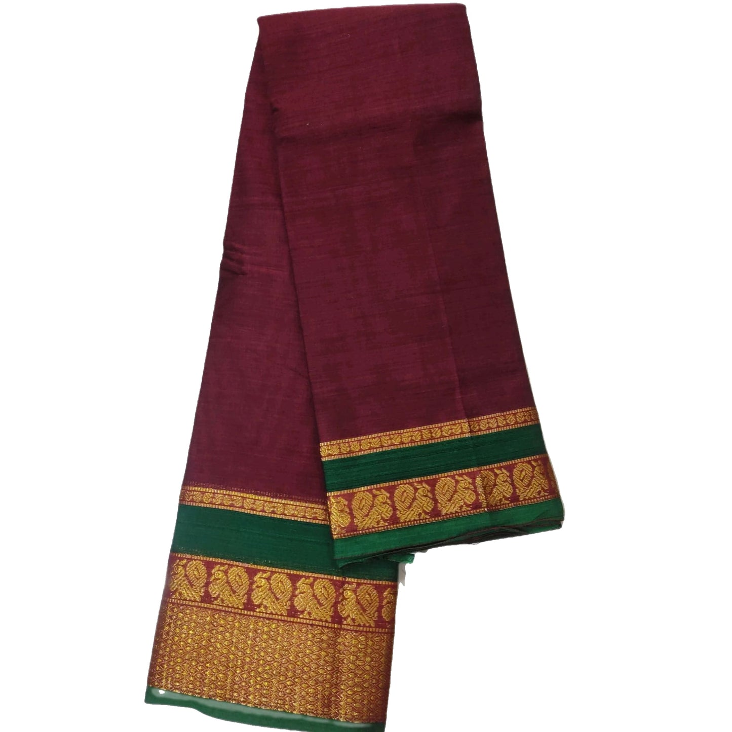 Maroon Handloom Plain Narayanpet Cotton saree