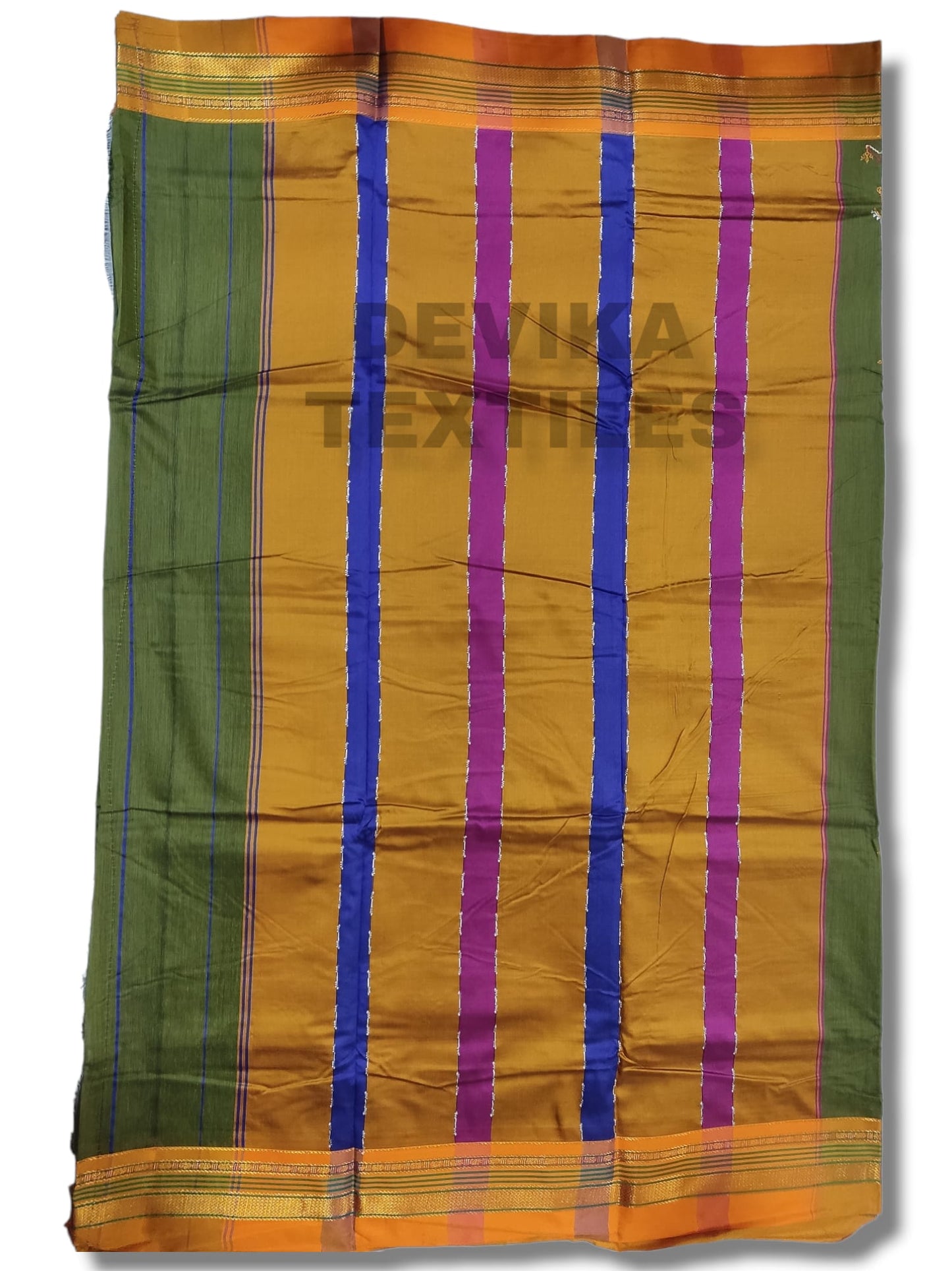 Mehandi color Cottonsilk ilkal Kasuti work saree with running blouse piece