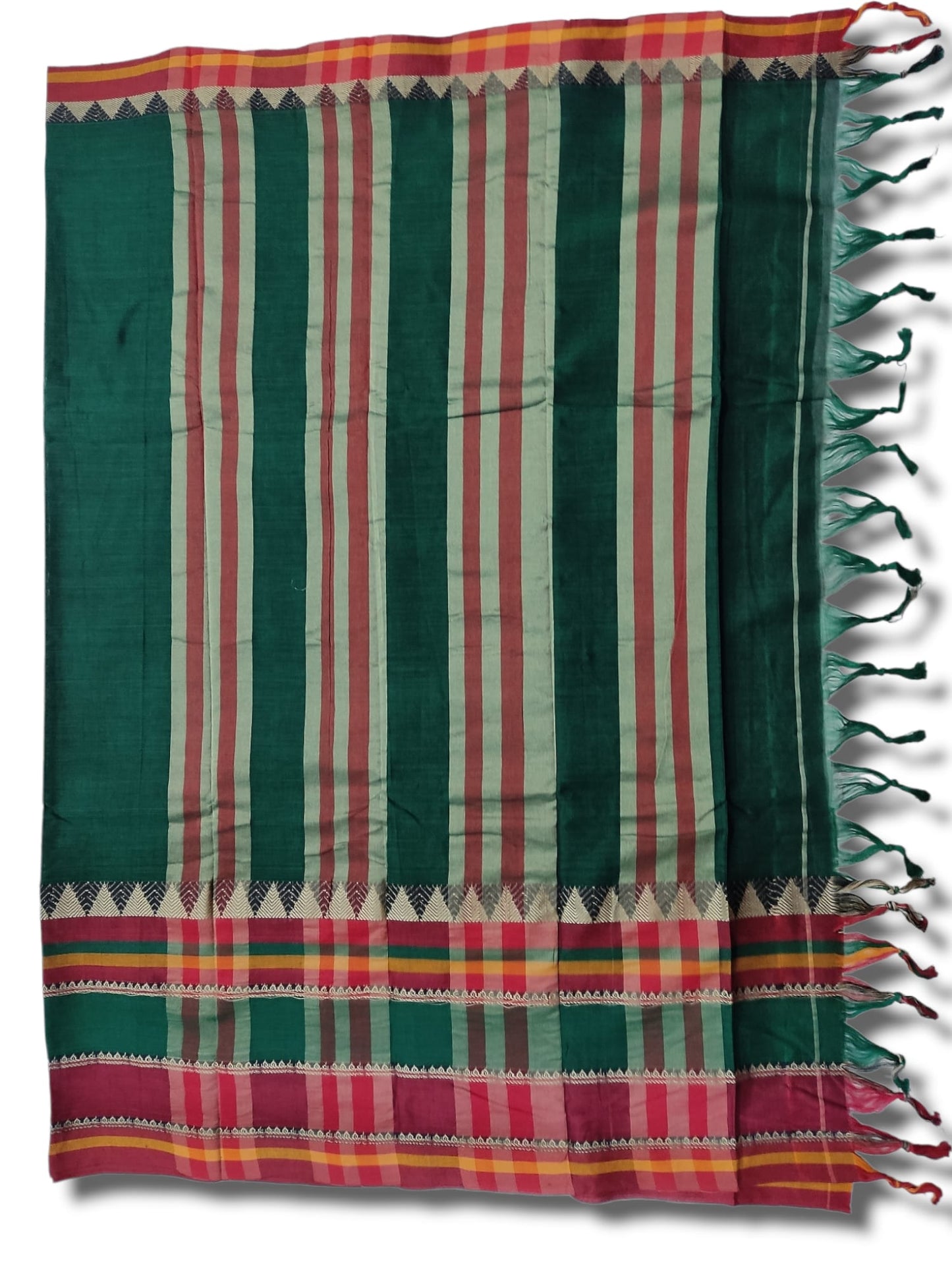 New Bottle green Rangoli Narayanapet Pure Mercerised Cotton Saree with Running blouse piece (same as saree)