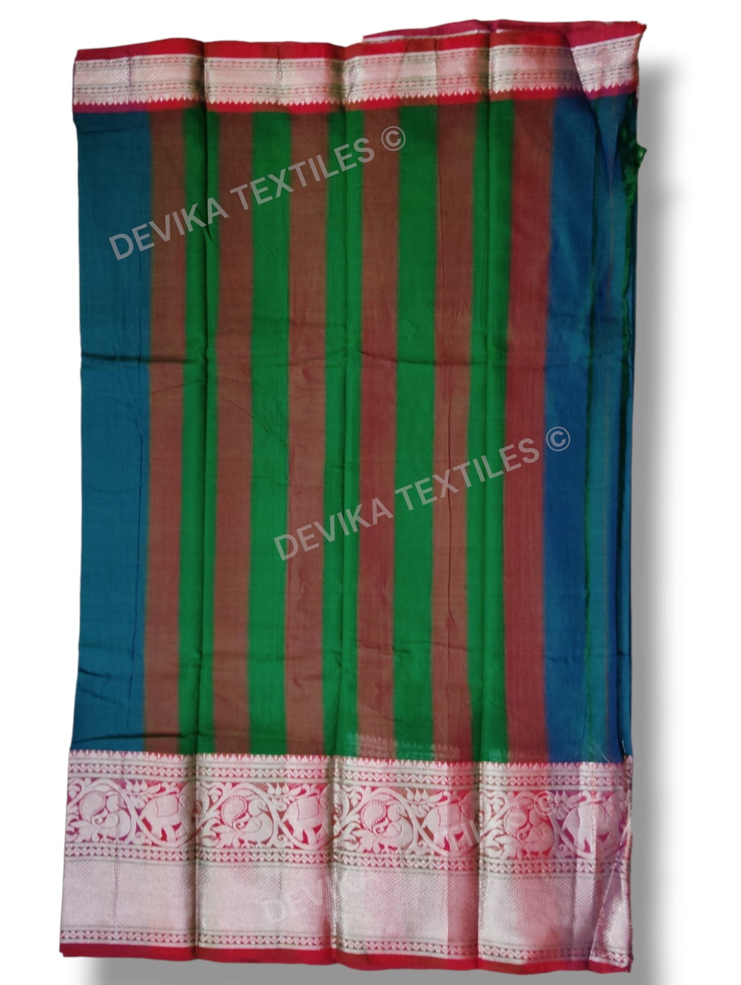 Rama Tanvi Border 100% Pure Narayanpet handloom Cotton saree with Running blouse piece