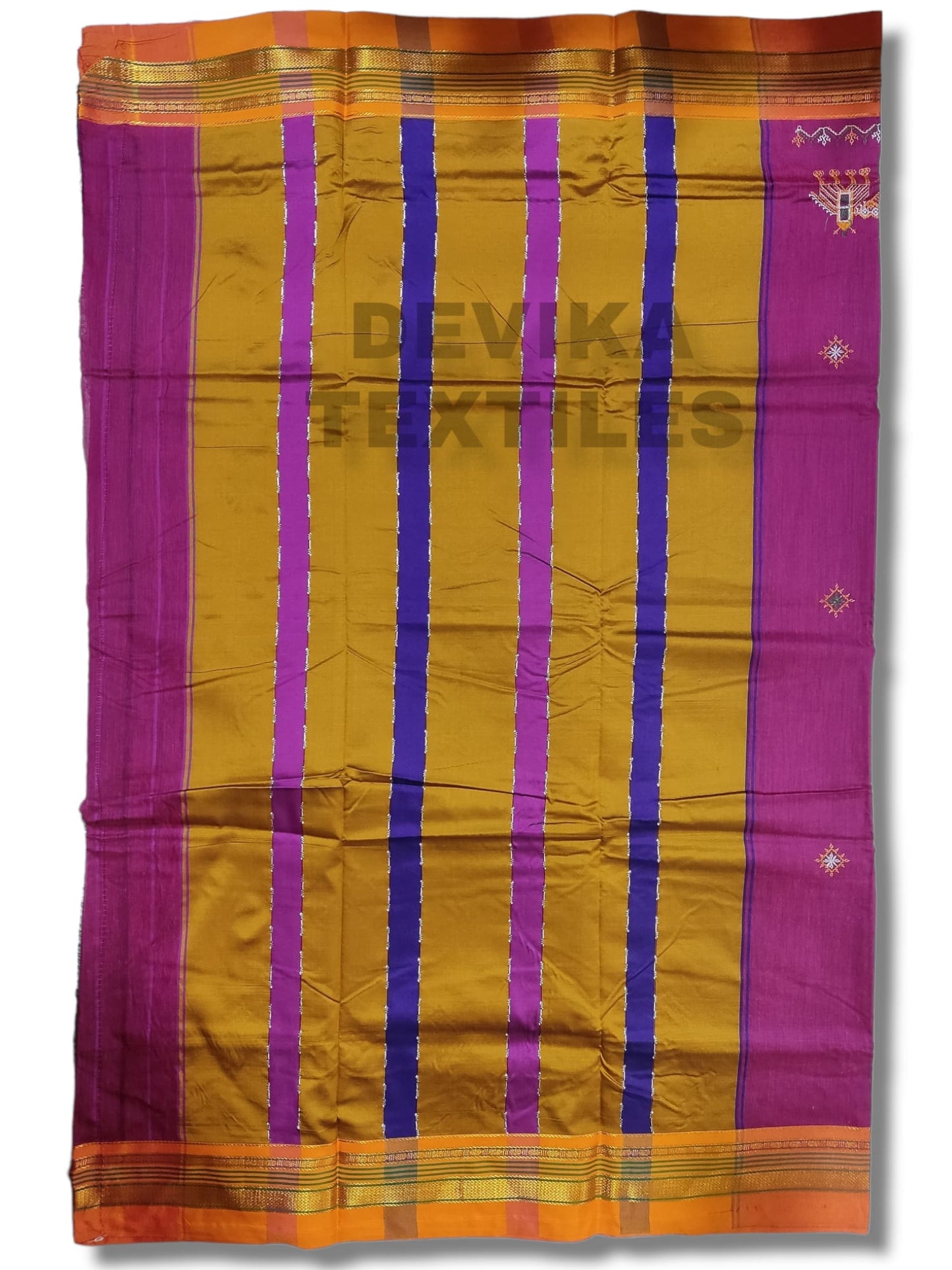 Rani Cottonsilk ilkal Kasuti work saree with running blouse piece
