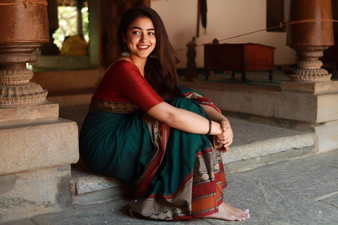 Rukmini Bottle green Narayanpet Pure cotton saree