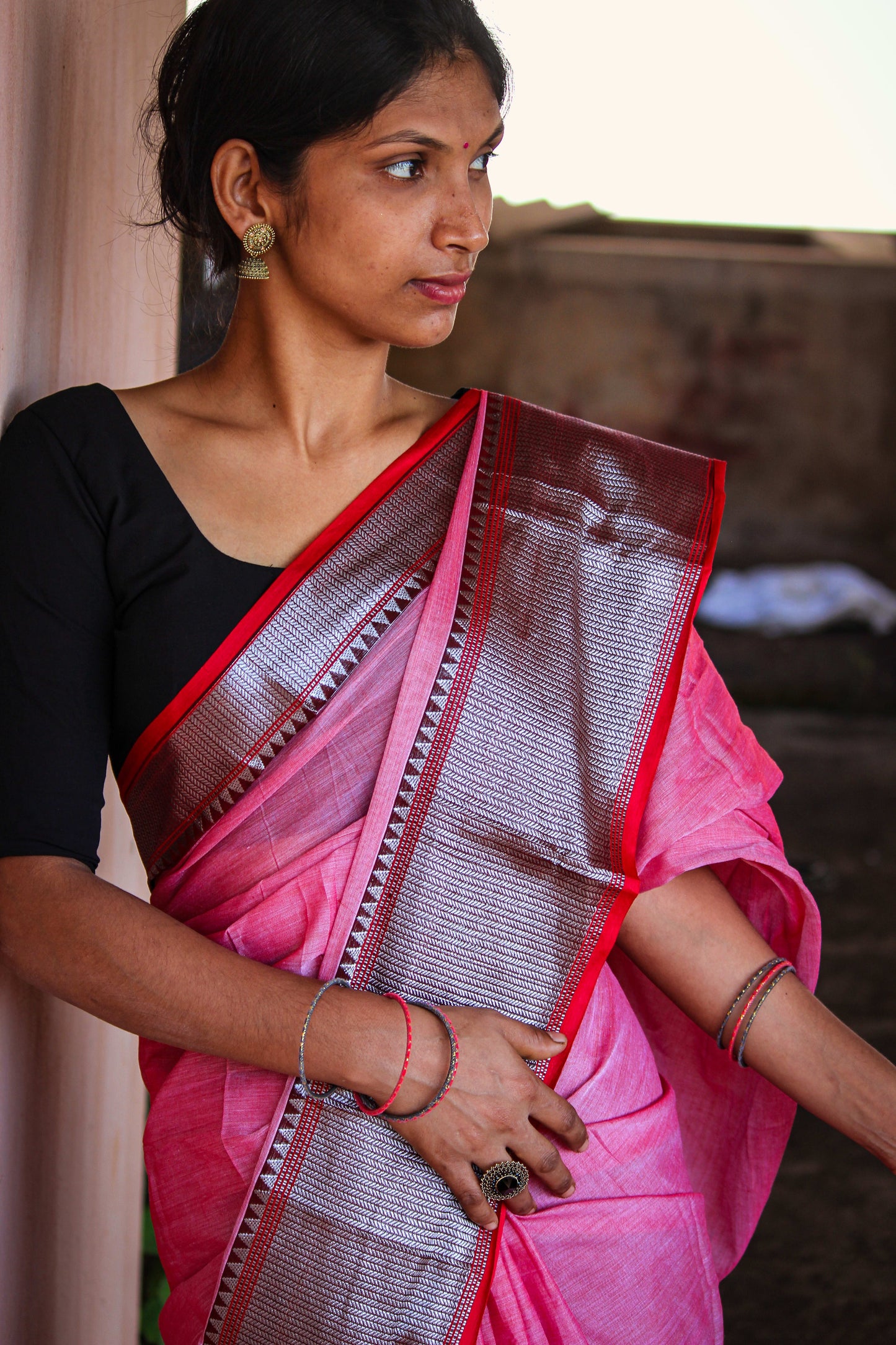 Sahitya BABY PINK Narayanpet Pure Cotton saree with Running blouse piece