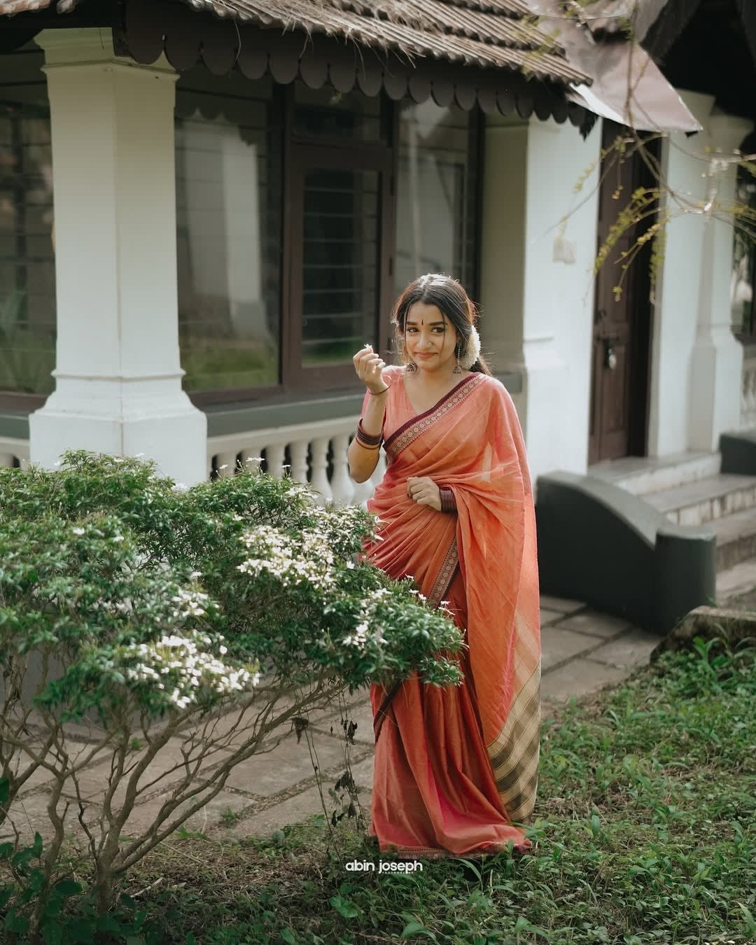Shraddha Brick Red Narayanapet Pure handloom Cotton saree