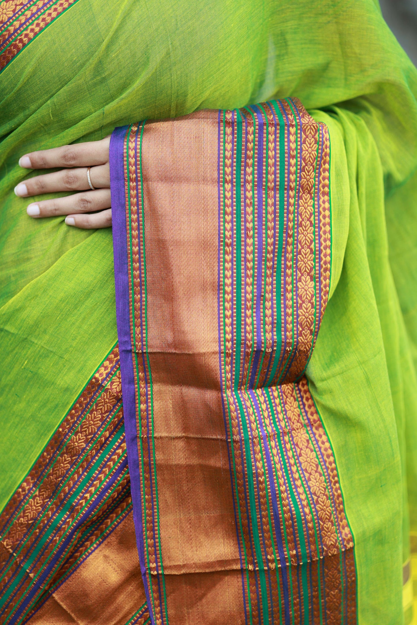 Sudharshini Green Narayanpet Pure Cotton Saree