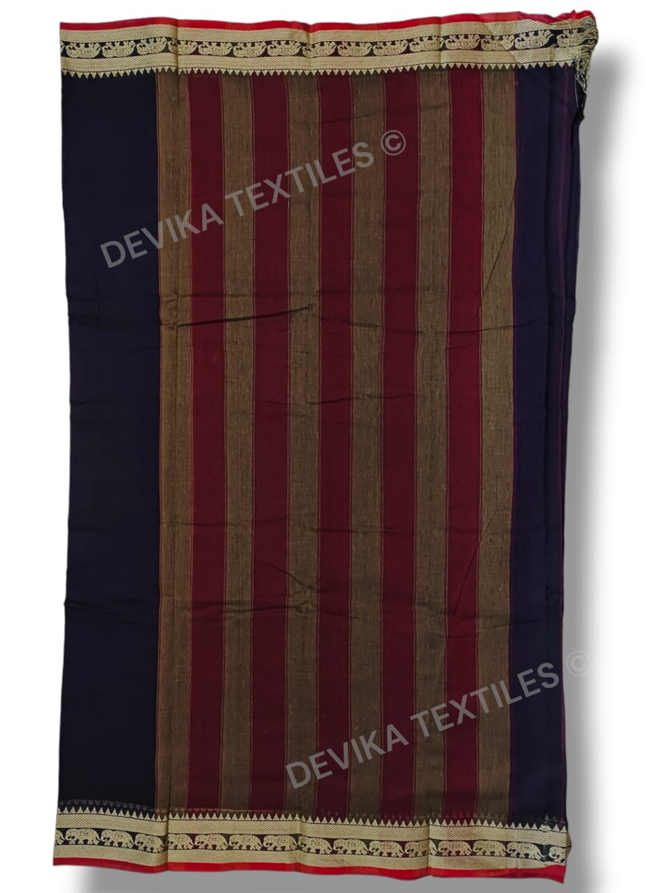 Voilet Narayanpeth Pure Handloom Cottton Saree With Running Blouse Piece(Same as saree)