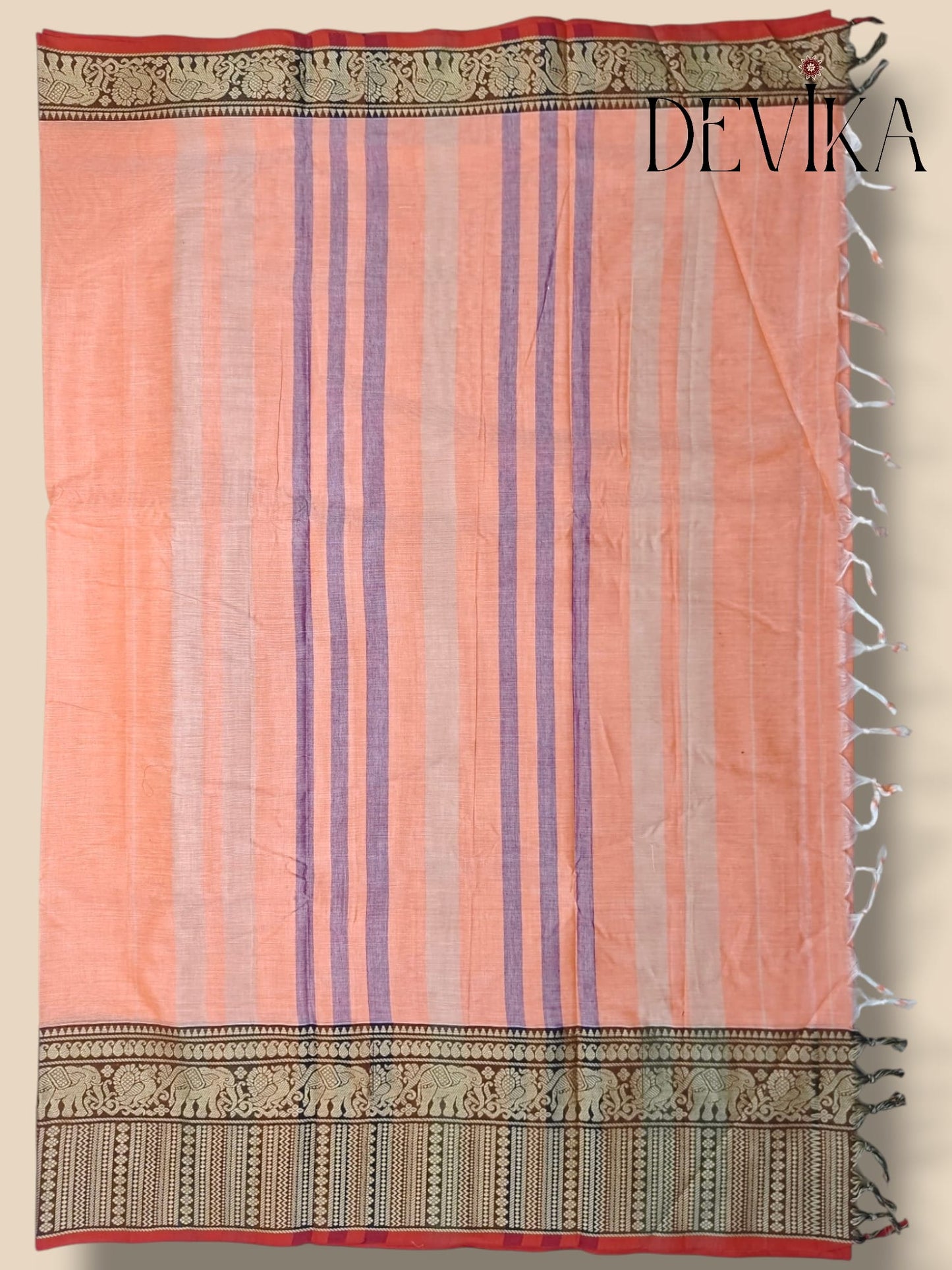 Gopika Peach Narayanpet Pure cotton saree