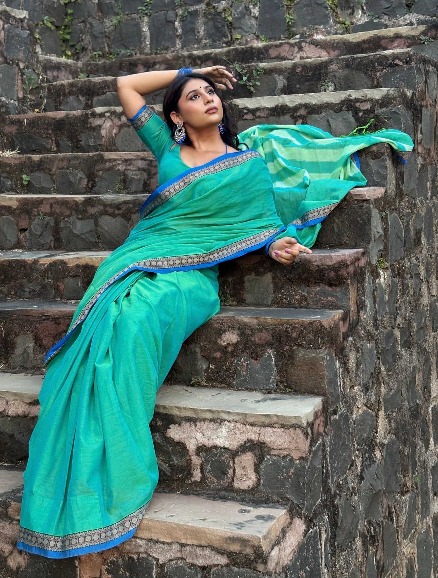 Teal Green Shraddha Narayanapet Pure Cotton saree