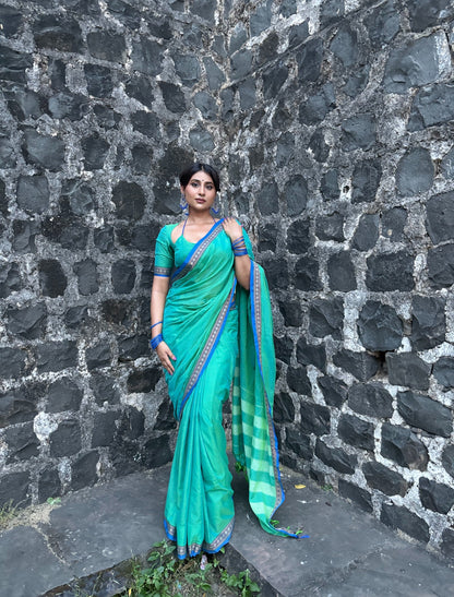 Teal Green Shraddha Narayanapet Pure Cotton saree