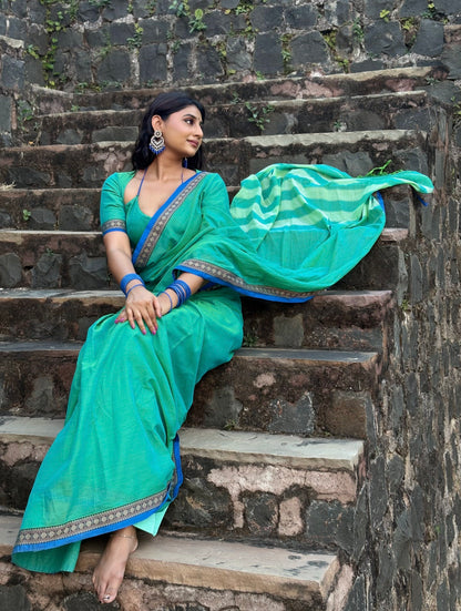 Teal Green Shraddha Narayanapet Pure Cotton saree