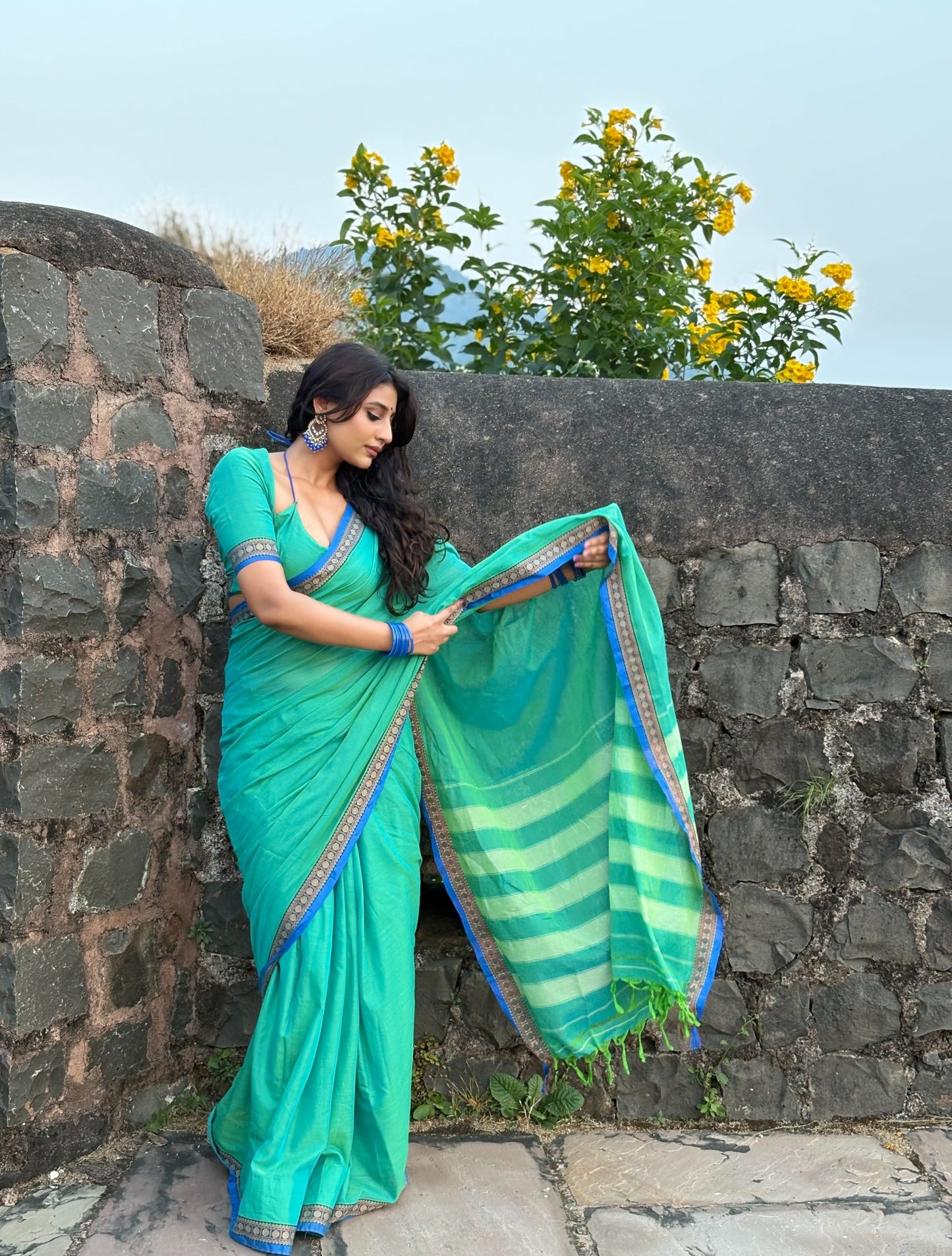 Teal Green Shraddha Narayanapet Pure Cotton saree