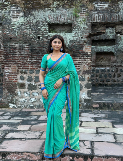Teal Green Shraddha Narayanapet Pure Cotton saree