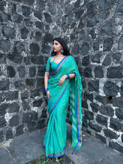 Teal Green Shraddha Narayanapet Pure Cotton saree