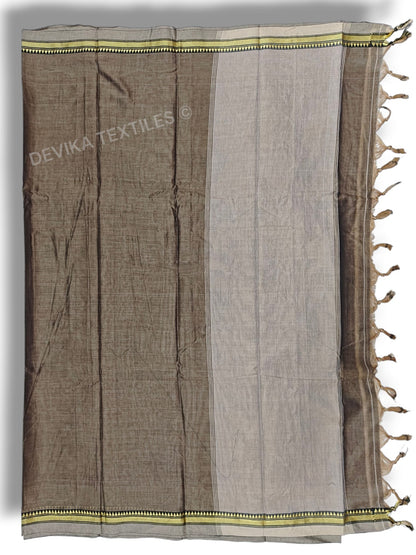 Biege Ashwini Narayanpeth Pure cotton saree with Running blouse piece (Same as saree)