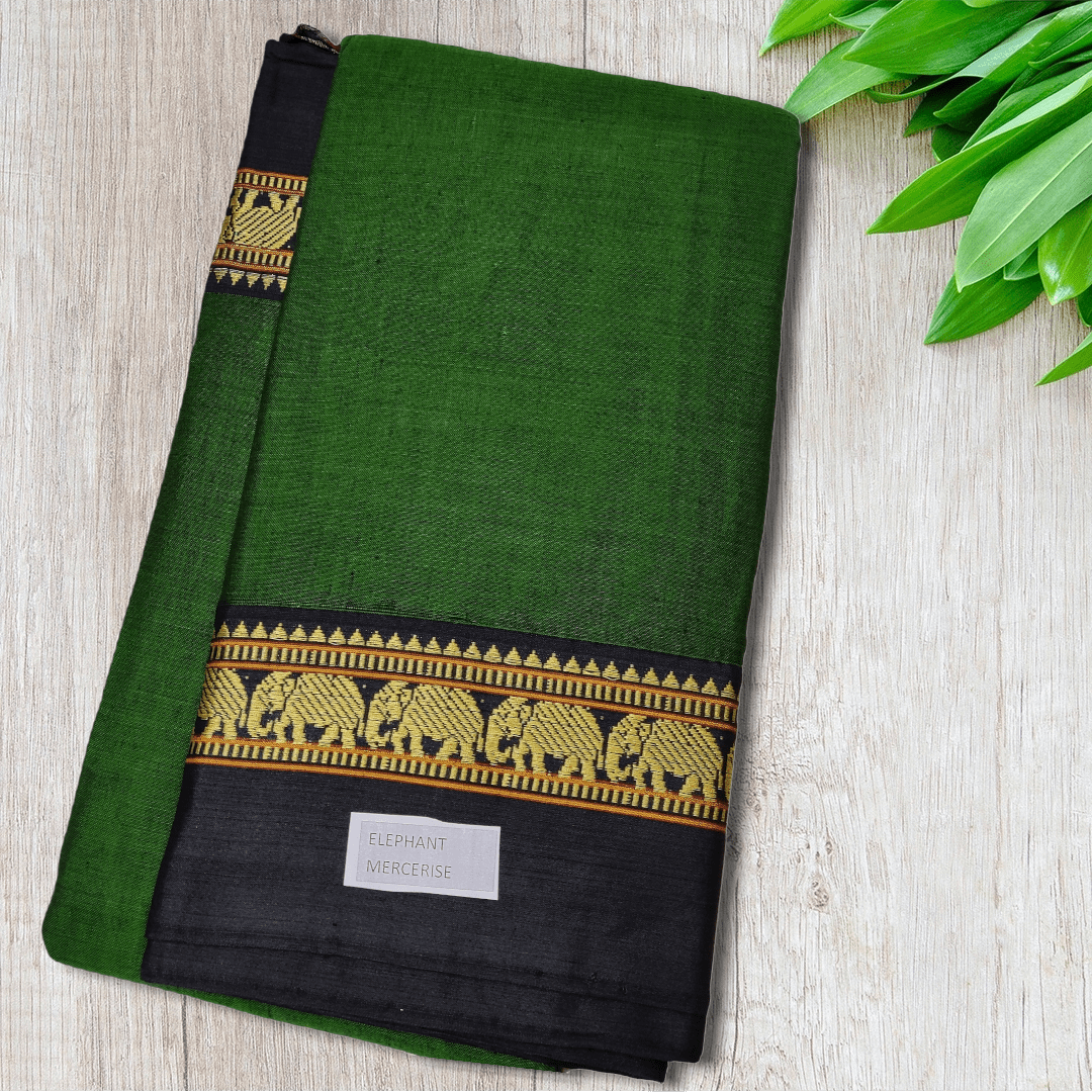 Pure Handloom Narayanpeth Cotton Saree With Running Blouse Piece (Greenb) For Women
