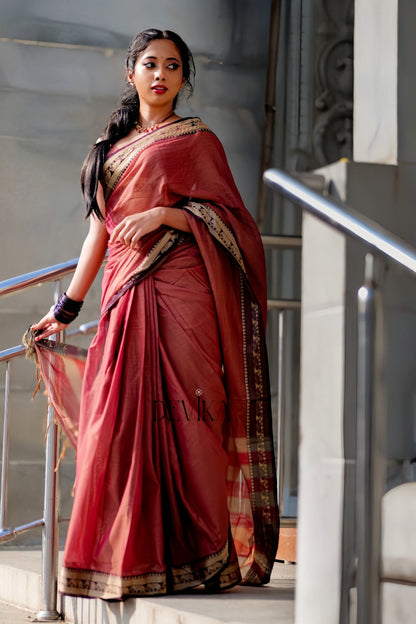 Anupama Brick Red Narayanpet Pure Cotton saree