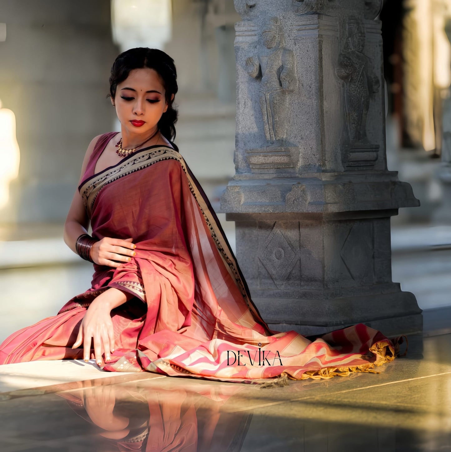 Anupama Brick Red Narayanpet Pure Cotton saree