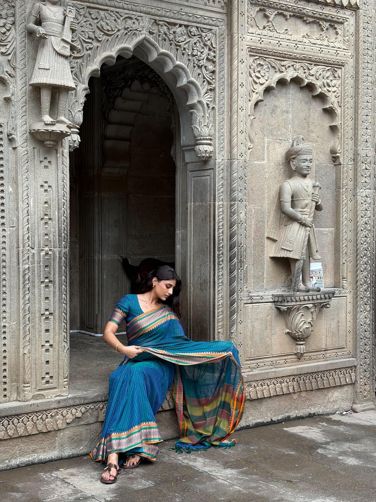 Anuradha Rama Green Narayanpet Pure cotton saree