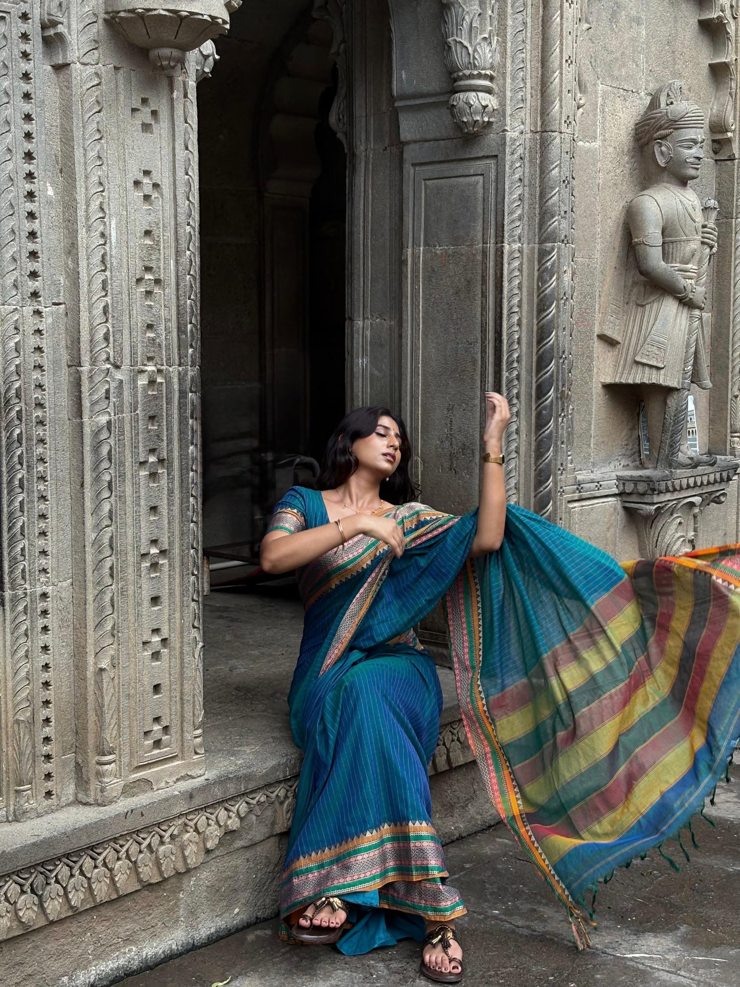 Anuradha Rama Green Narayanpet Pure cotton saree