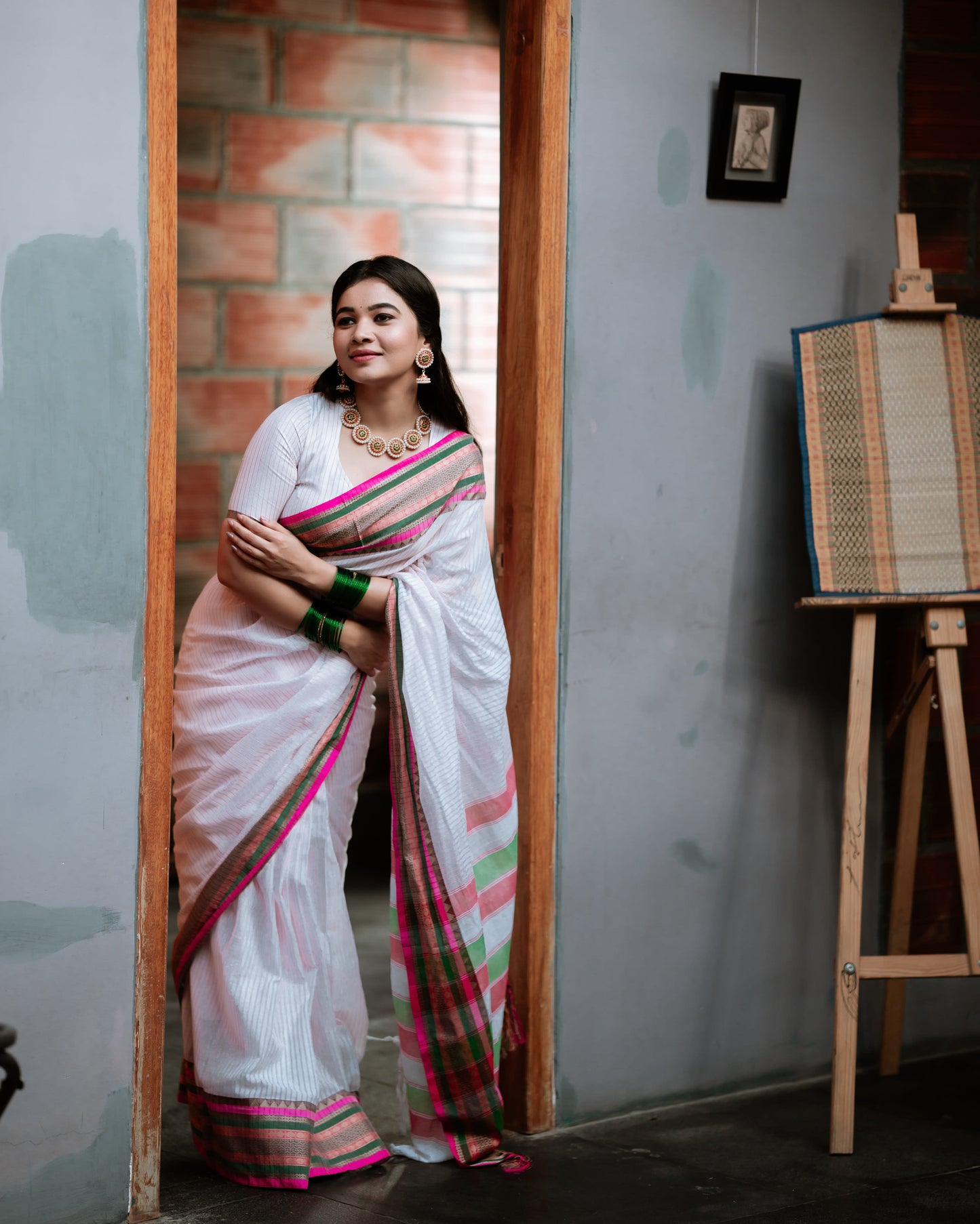 Anuradha White Narayanpet Pure Cotton Sarees