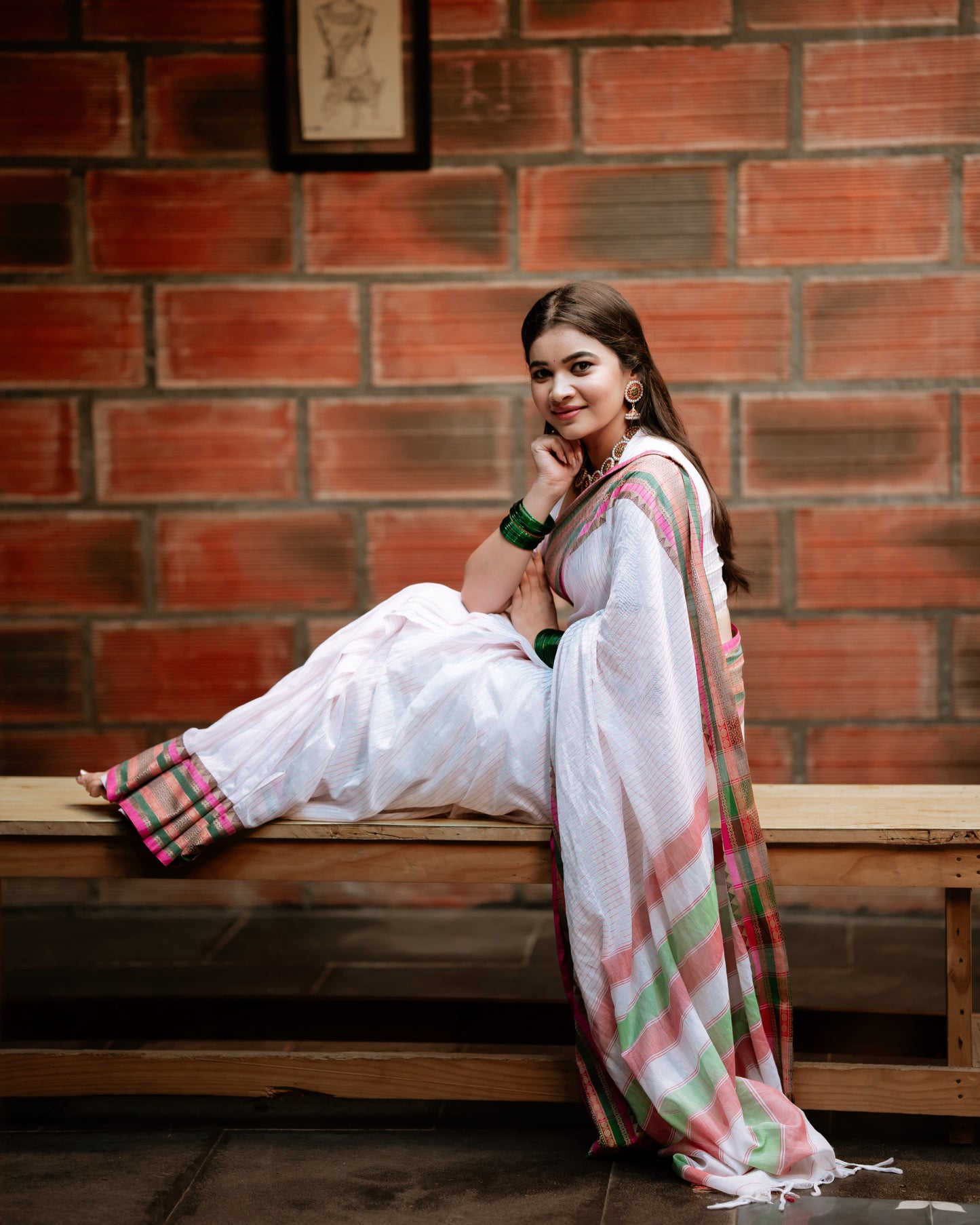 Anuradha White Narayanpet Pure Cotton Sarees