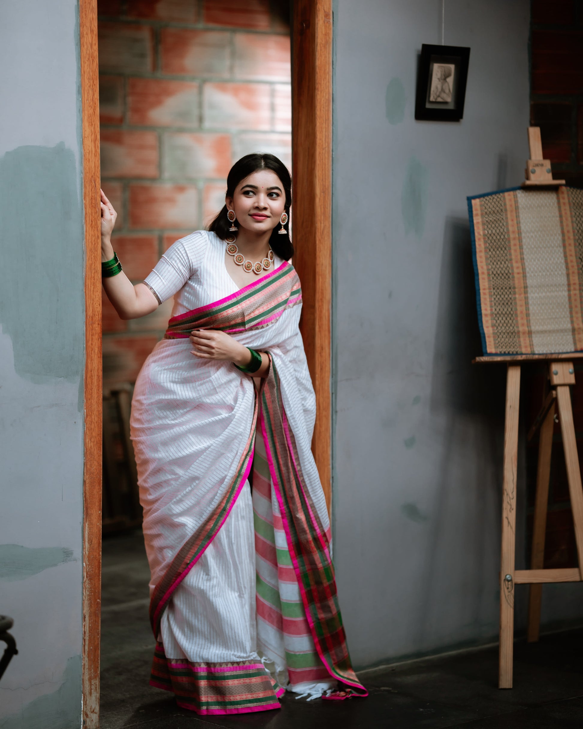 Anuradha White Narayanpet Pure Cotton Sarees