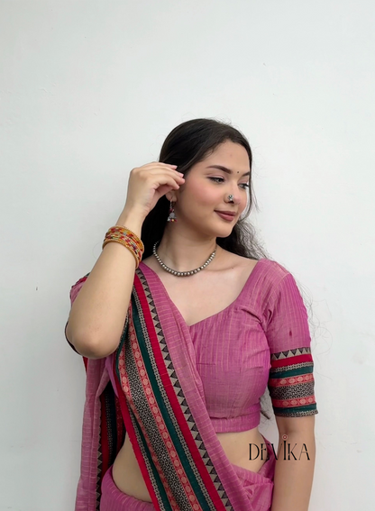 Anuradha pink Narayanpet Pure cotton saree