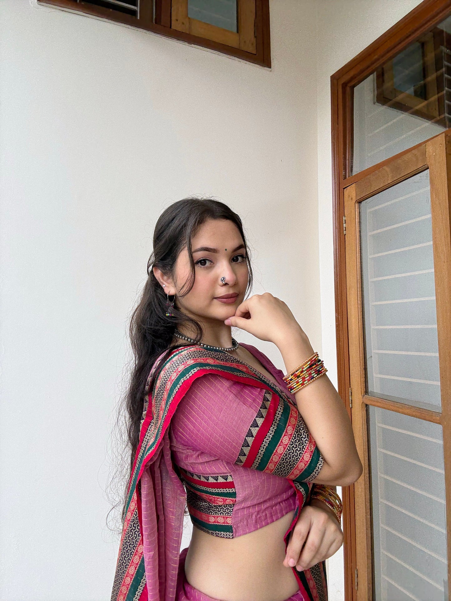 Anuradha pink Narayanpet Pure cotton saree