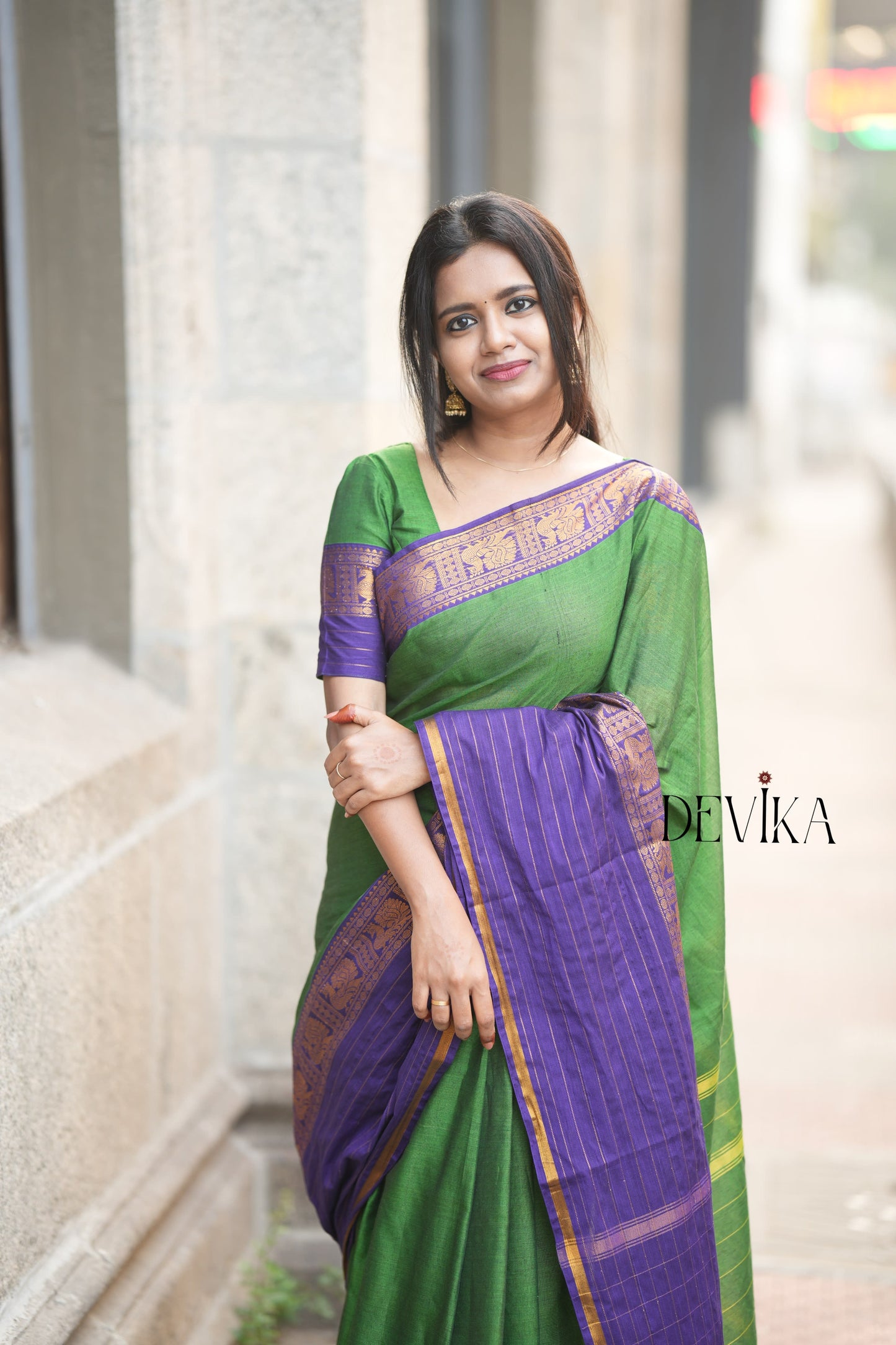 Aradhana Green Narayanpet Pure cotton saree