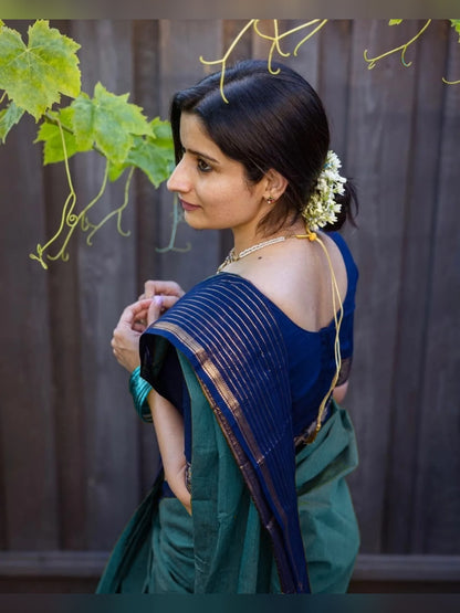 Aradhana Sharadha Green Narayanapet Pure Cotton saree