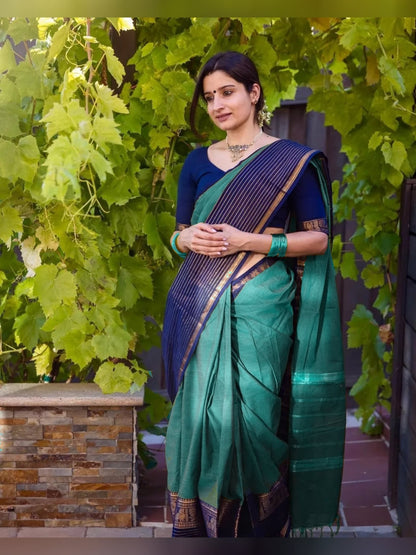 Aradhana Sharadha Green Narayanapet Pure Cotton saree