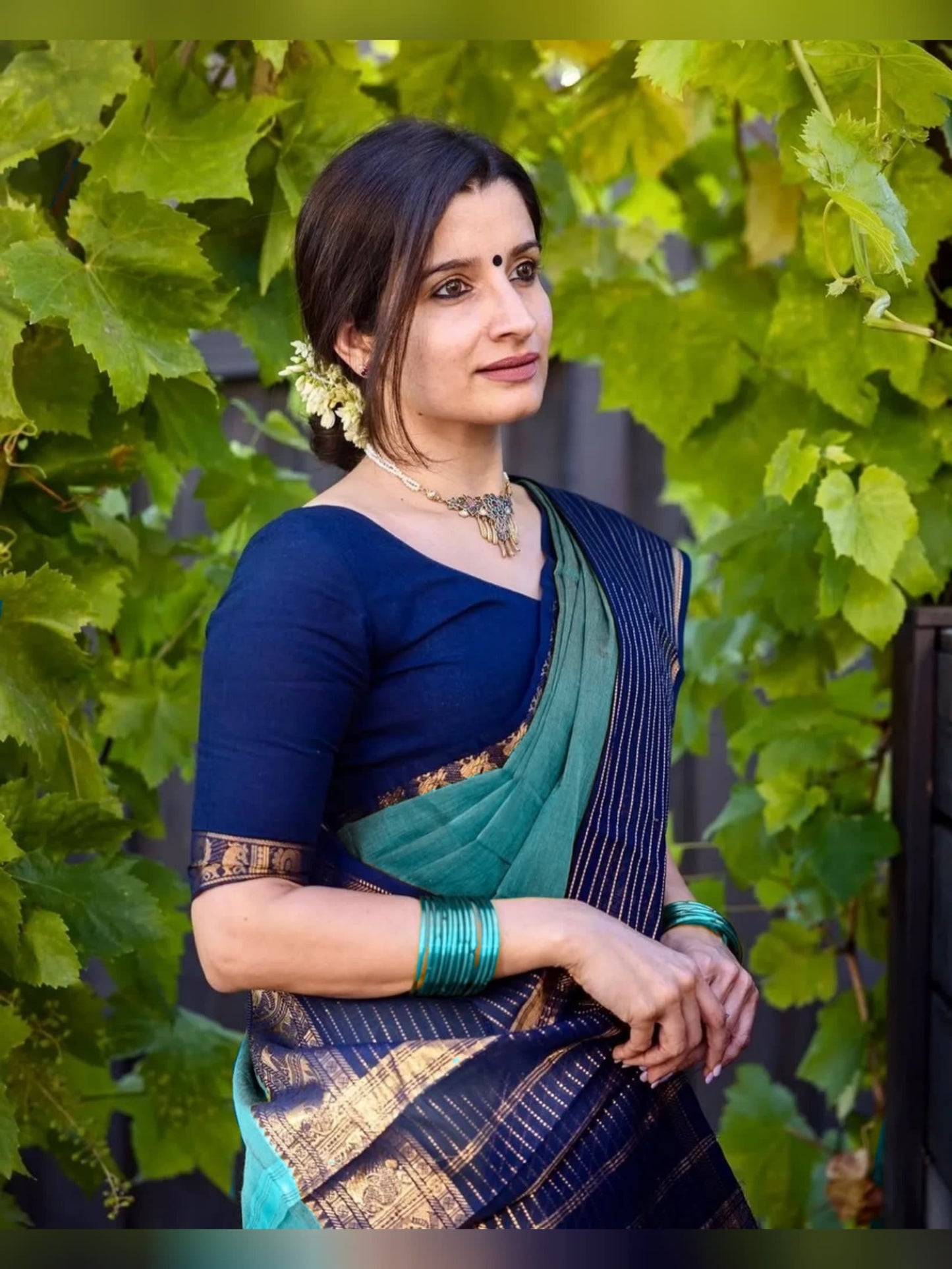 Aradhana Sharadha Green Narayanapet Pure Cotton saree