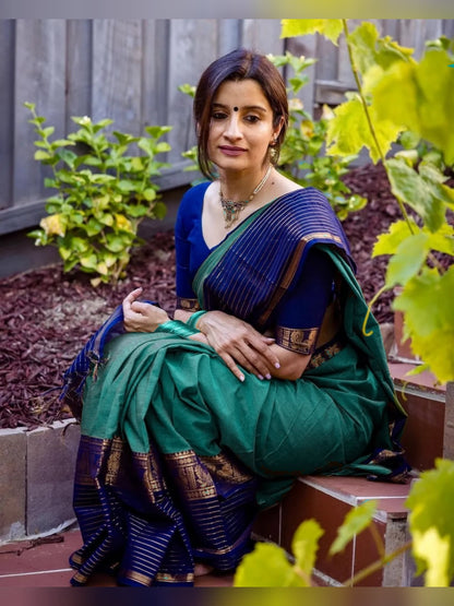 Aradhana Sharadha Green Narayanapet Pure Cotton saree