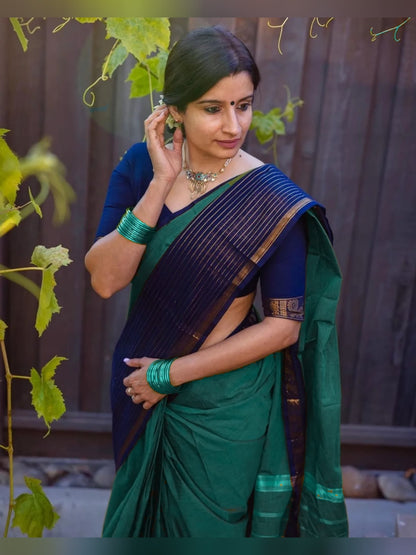 Aradhana Sharadha Green Narayanapet Pure Cotton saree