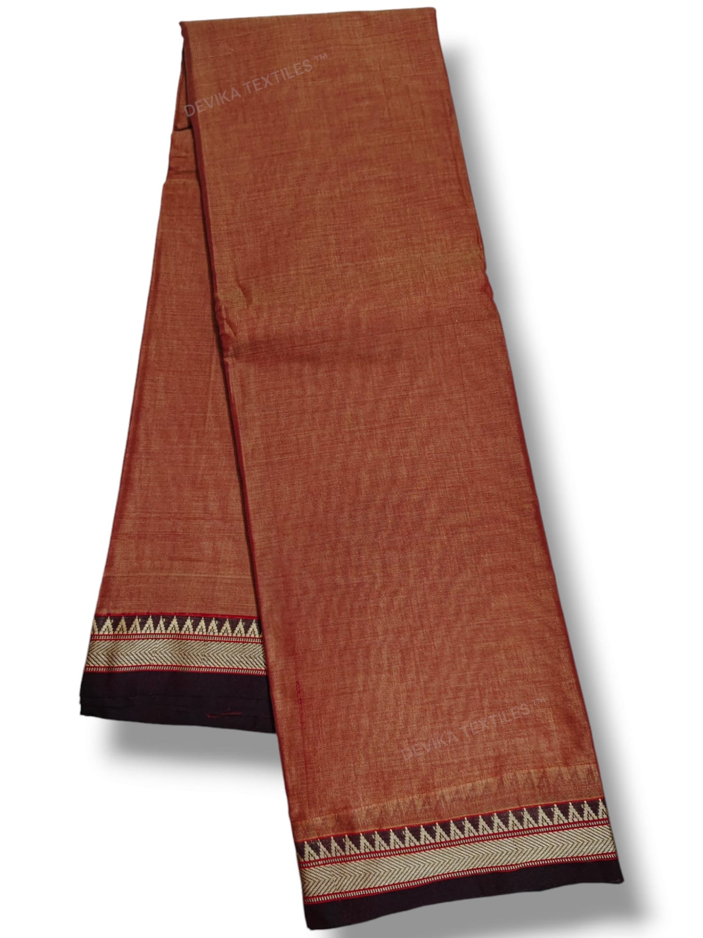 Ashwini Brick Red Narayanpeth Pure cotton saree with Running blouse piece (Same as saree)