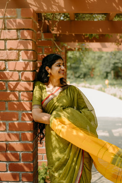 Ashwini Mehandi Green Narayanpet Cotton Saree
